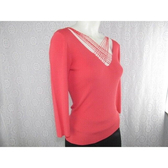 Georgiou Studio Women Pullover V-Neck Sweater w/Beading, P (0-1) - Picture 10 of 13